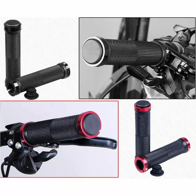 Double Lock On Locking Bmx Mtb Mountain Bike Cycle Bicycle Handle Bar Grips 2