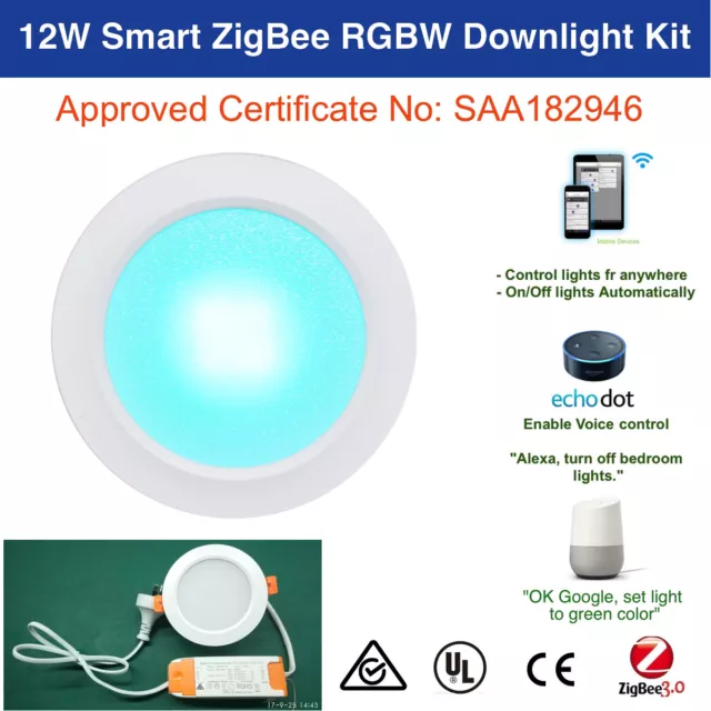 Echo Plus SmartThings Nue Hue Bridge Compatible Smart ZigBee RGBW Downlight Kit