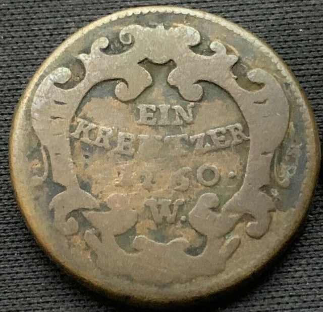 1760 Austrian Empire 1 Kreuzer Coin  W MINT  BETTER CIRCULATED  Franz I  #Q56