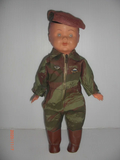 JOUET ANCIEN POUPÉE Poupon Celluloïde Parachutiste Indochine Afn