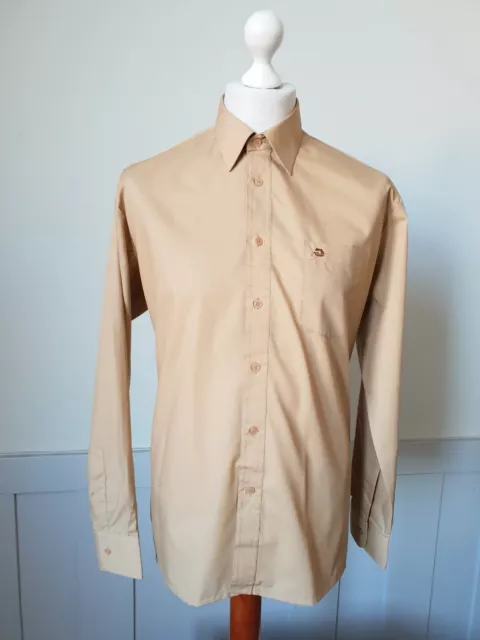 Smart Shirt vintage anni '80 a maniche lunghe in policotone marrone *16"/L* VC45