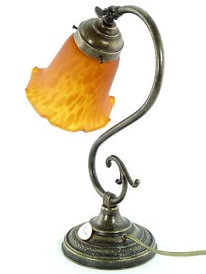 Lampada ottone brunito da tavolo,comodino,comò,lampade vetro stile liberty s36 3