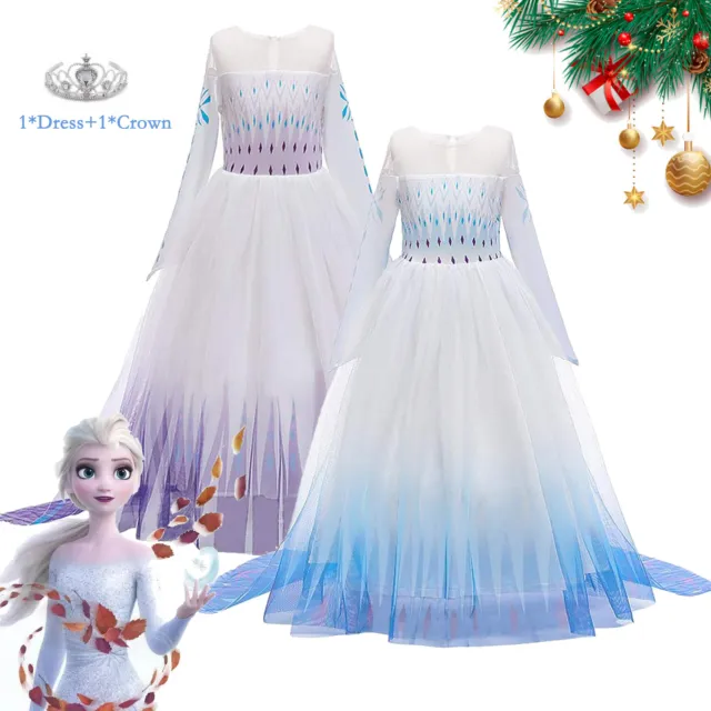 Kids Girls Princess Fancy Dress Up Cosplay Party Costume Gift Frozen Queen Elsa