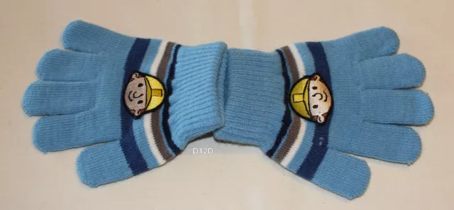 Bob The Builder Boys Blue Stripe Acrylic Gloves Size 1 - 6 New