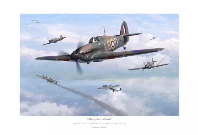 Battle Of Britain Hurricane Ace Douglas Bader Mk1 Limited Edition Signed Print