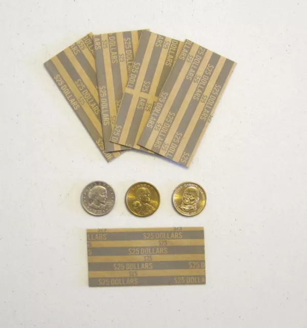 200 NEW PRESIDENTIAL Dollars Coin Wrappers Sacagawea Dollar Paper Coin