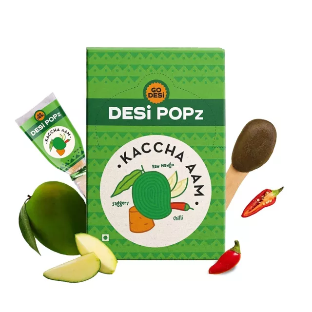 GO DESi Popz Kaccha Aam Caramelle Frutta Snacks Acerbe Caramelle,Raw Mango