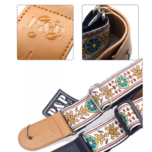 Embroidery Guitar Strap Electric Guitar Acoustic Folk Guitar Bass Strap N~m'_wf