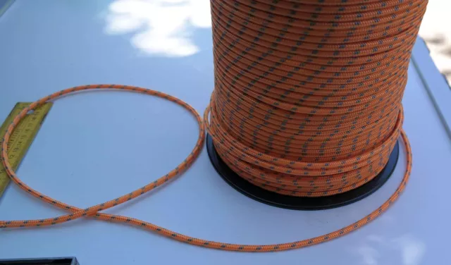 10m X 5mm ORANGE DOUBLE BRAID WITH DYNEEMA SPECTRA CORE MARINE BOAT ROPE 1300kg