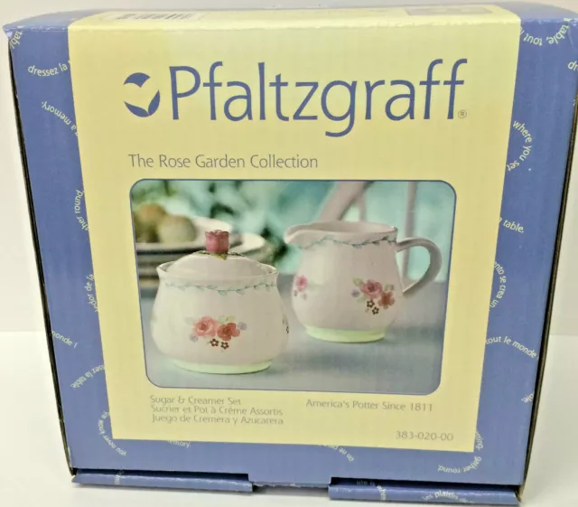 Pfaltzgraff Sugar & Creamer Rose Garden Collection Limited Edition 2002 New Box