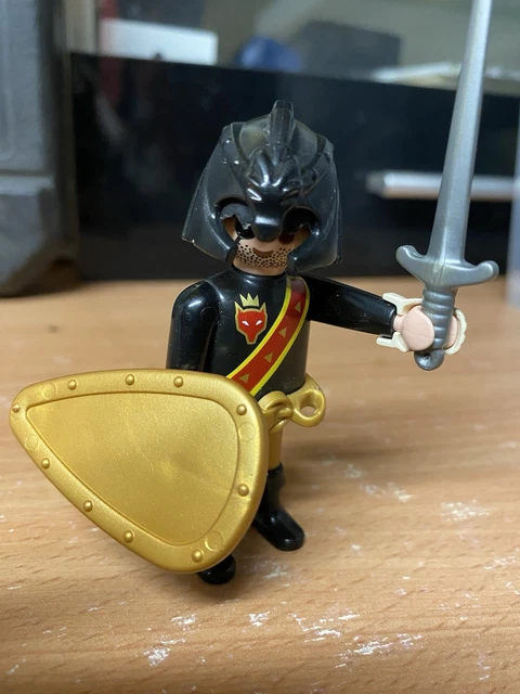 Figurine Playmobil Chevalier Du Loup (Noir) Quick - Vintage - Occasion