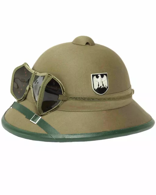 NEU WW II Tropenhelm mit Brille AK Deutsche Schutzhelm Afrikakorps Wehrmacht
