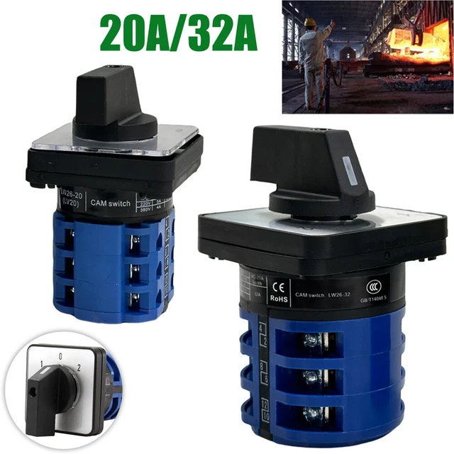 LW28-32A 3 Phase 32A 240vac Rotary Cam Switch Changeover Switch LW28-32 32A Cam Switches Rotary Switch Changeover Control Switch P