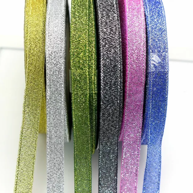 50 Yards 1/4" (6mm) Sparkly Metallic Ribbon Wedding Christmas Wrap Craft