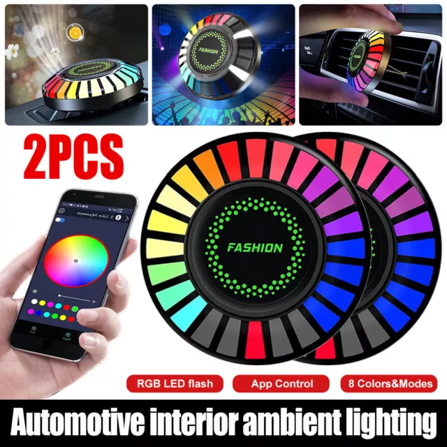 Car RGB LED Sound Control Voice Rhythm Atmosphere Light Car Air Freshener Wirele