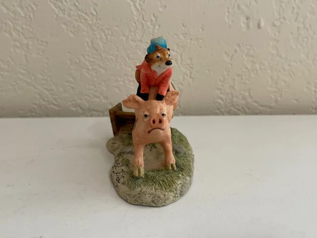 1991 Lowell Davis BFA Schmid Figurine Hog Wild Fox Riding Pig 2