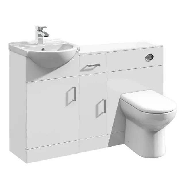Vanity Unit with Combined Sink Toilet Bathroom Suite Furniture WC Set 1200mm Pan