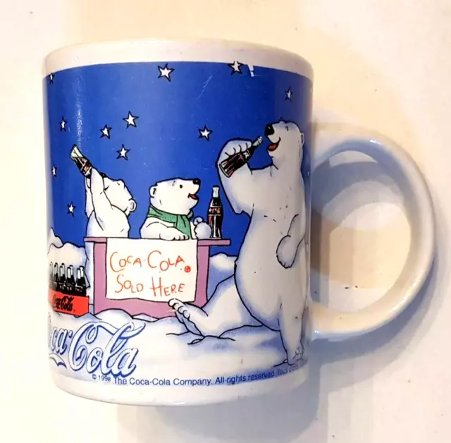 Coca Cola Coffee Mug Coke Arctic Momma Polar Bear & Cubs Tea Cup 1998 VTG Gibson