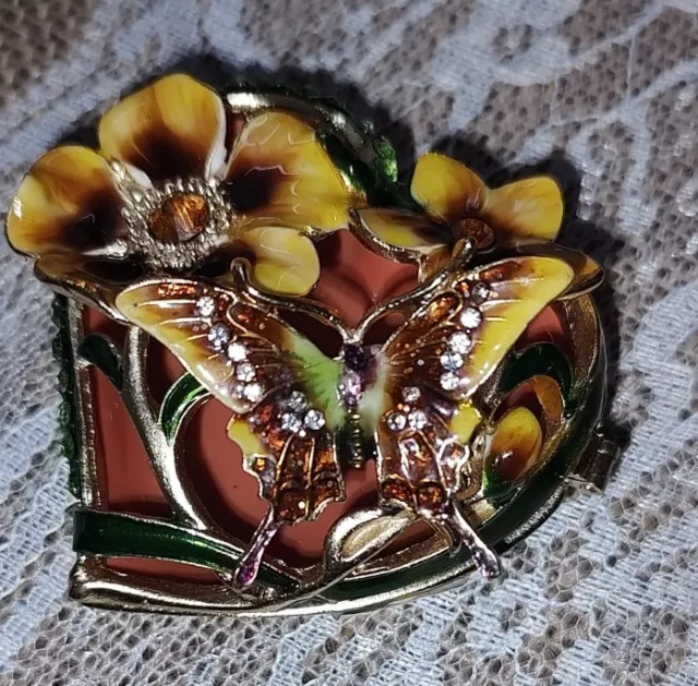 Vintage Cracker Barrell Jeweled Collection 'Butterfly' 3D Hinged Trinket Box