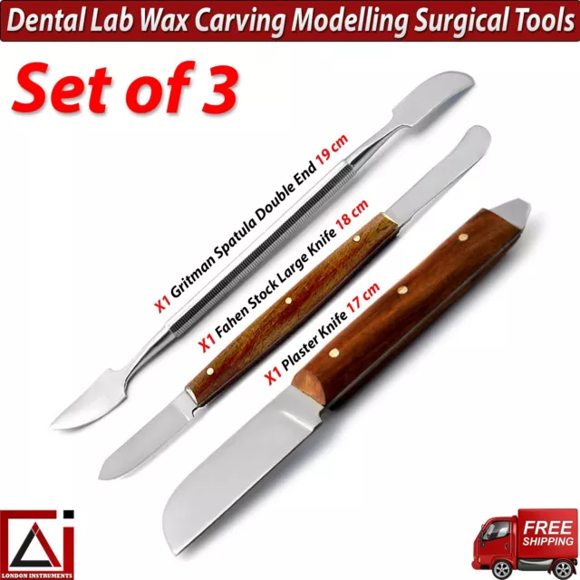 Dental Laboratory Wax Carving Modelling D-Ended Surgical Instruments Set of 3 CE