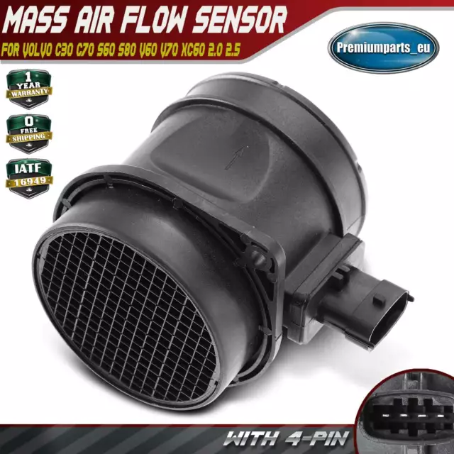 Mass Air Flow Sensor for Volvo C70 S60 S80 V60 V70 XC60 XC70 2.0 2.5 0281006346