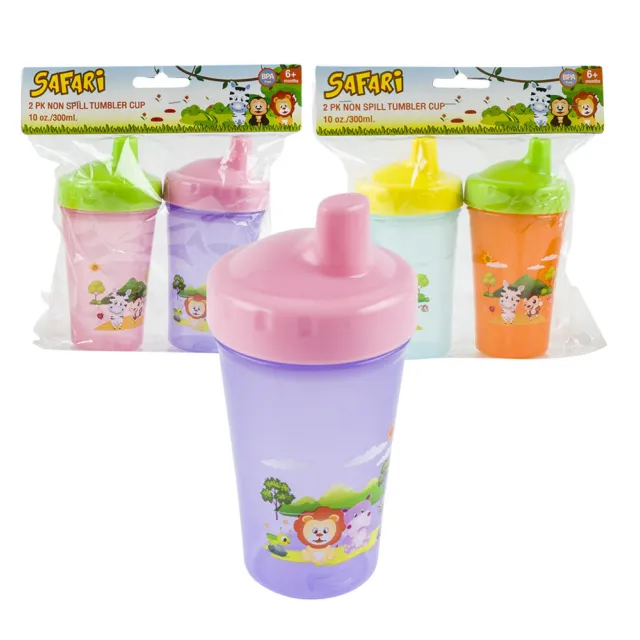 2 Pack Sippy Drinking Cups No Spill Design BPA Free 10oz Baby 6m+ Infant Toddler