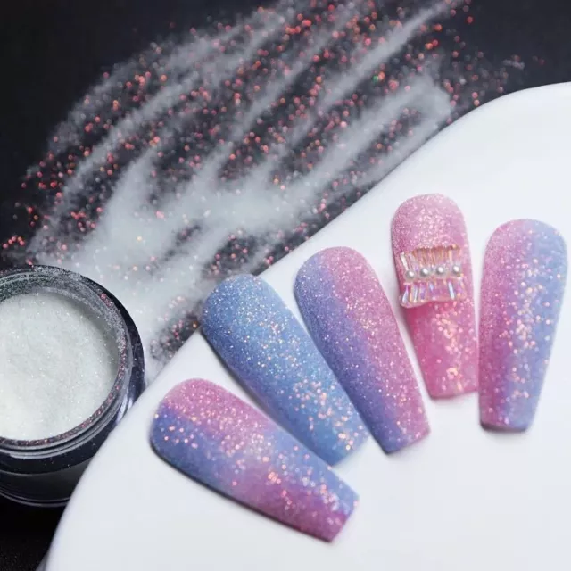 5g MERMAID EFFECT POWDER + BRUSH NAILS ART DUST IRIDESCENCE Trend Glitter Mirror