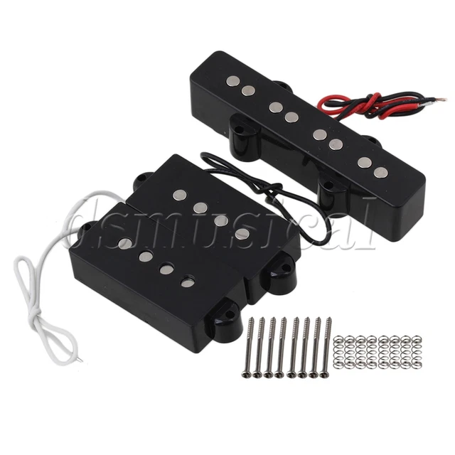 Plastic Cover Noiseless 4 String PB JB Bass Pickup Bridge Pickup with 2 Cable