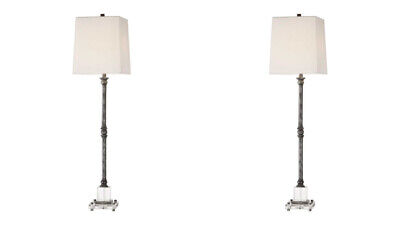 Two Teala Textured Finish Table Buffet Lamp Thick Crystal Base Uttermost 29638