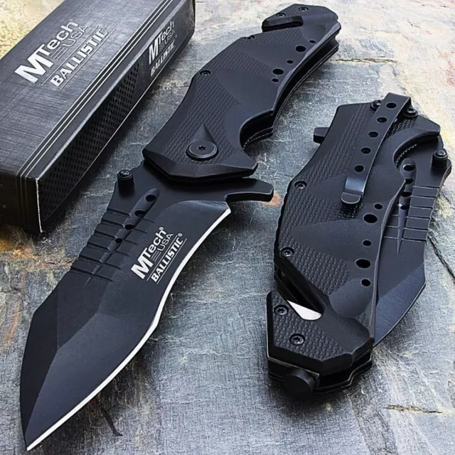 Spring Assist Folding Knife Mtech Tactical Rescue EDC 3.75" Blade Black