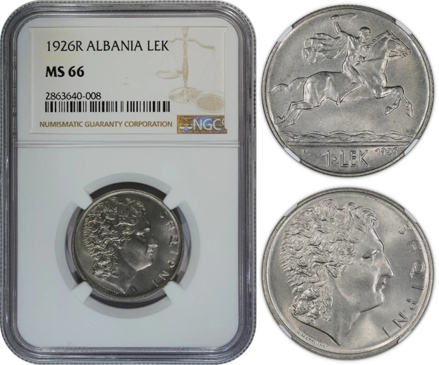Albania Lek 1926-R (Ngc Ms66) *Premium Quality*
