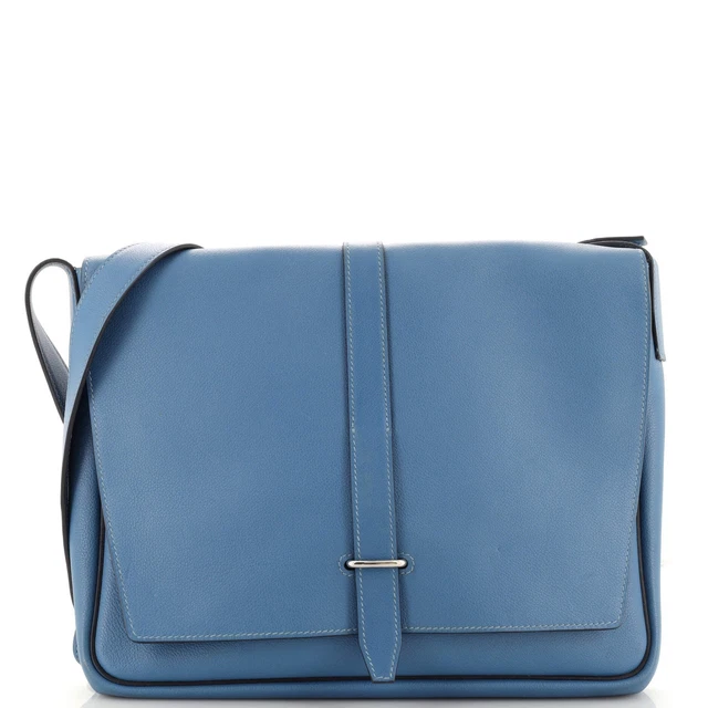 Hermes Steve Light Messenger Bag Togo Blue