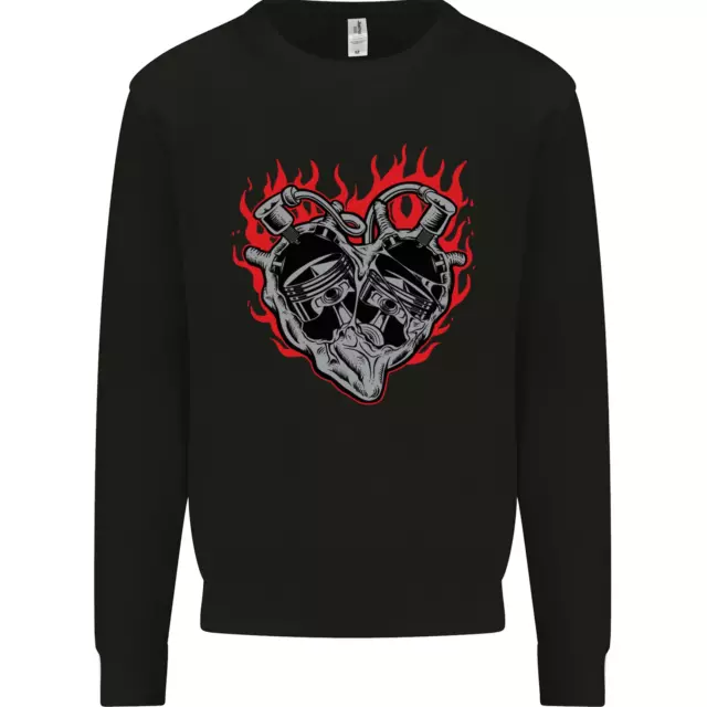 Biker Heart Motorbike Motorcycle Mens Sweatshirt Jumper