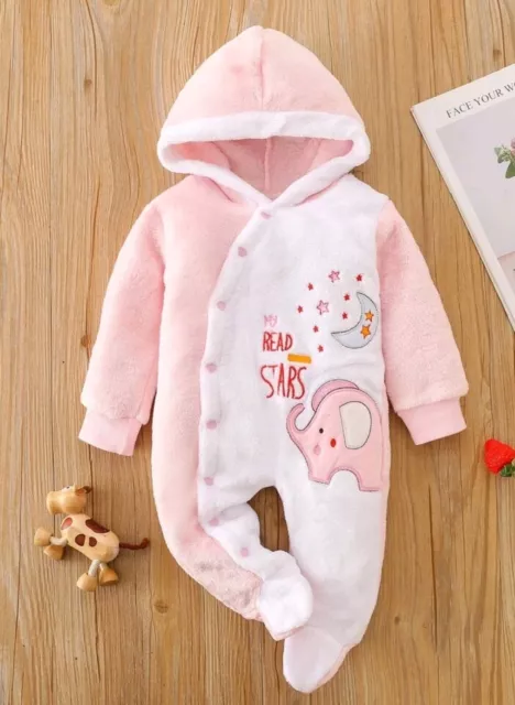 Newborn Baby Girl Kids Hooded Romper Jumpsuit Bodysuit Clothes Outfits.