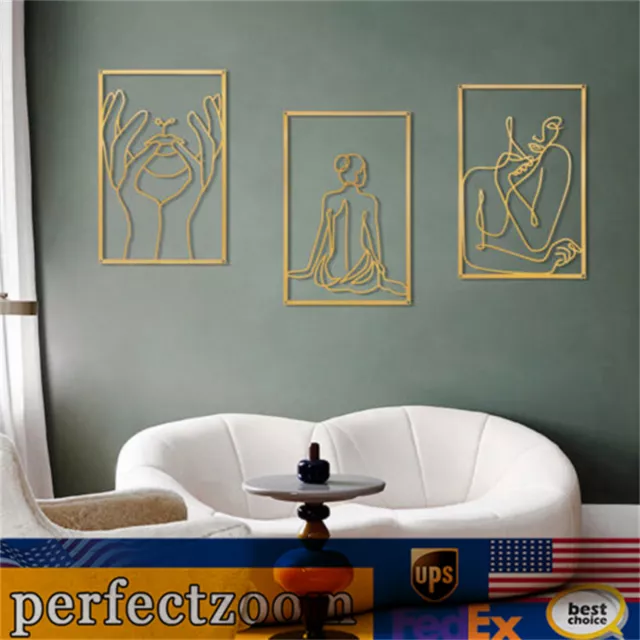 Gold Wall Art Decor Set of 3 Metal Wall Art Modern Abstract Hanging Sculpture