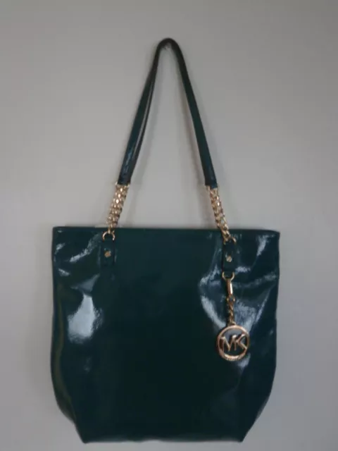 Nwt Michael Kors Jet Set Chain Item Leather Green Tote Bag