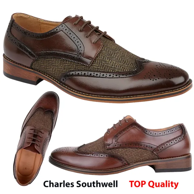 Scarpe da uomo in tweed brogue formali qualità Oxford scarpe in finta pelle 7 8 9 10 11 12 2