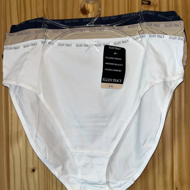 NWT LOT 3 Ellen Tracy Womens Brief Panties 7/L full-Cut NEW WITH