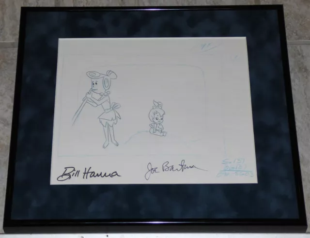 THE FLINTSTONES 1960s FRAMED ORIGINAL LAYOUT PRODUCTION DRAWING WILMA PEBBLES