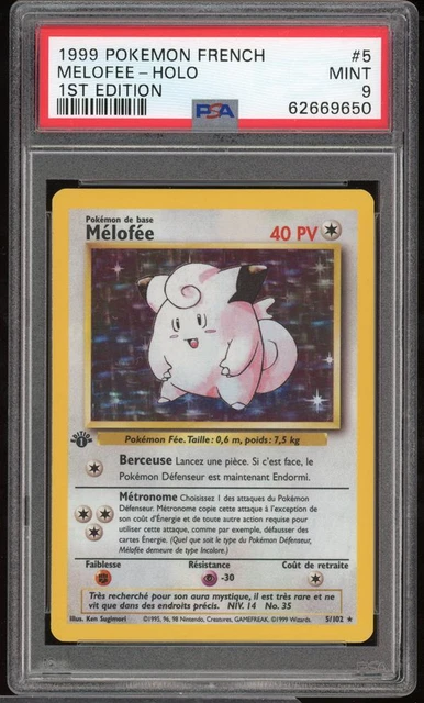 Melofee / Clefairy - 1. Edition -  5/102 Base Set - French - PSA 9 Holo - Mint