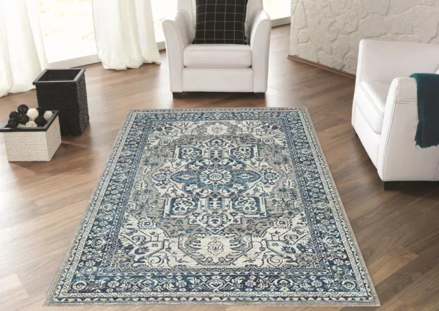 Babylon 207 Blue Oriental Modern Rug Large Floor Mat Carpet  *FREE DELIVERY*