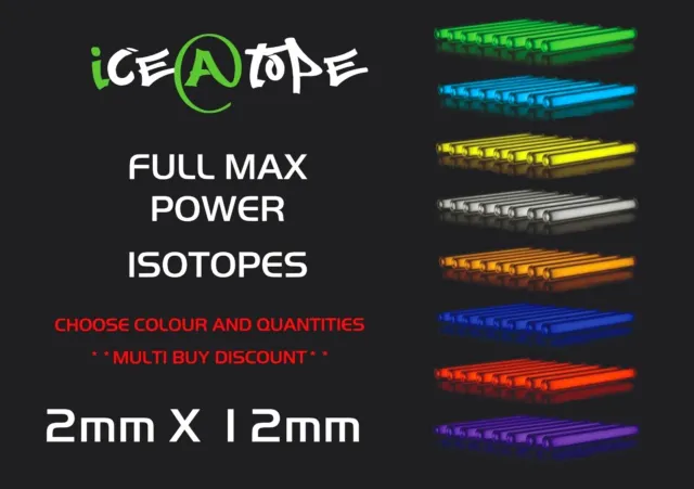 ICEATOPE 2MM X 12MM ISOTOPE ISOTOPES carp TRIGALIGHT GTLS VIAL BETALIGHTS