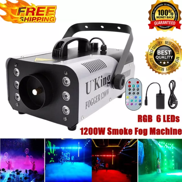 1200W Fog Machine RGB 6 LED Stage Lighting Halloween Party DJ Fogger AU