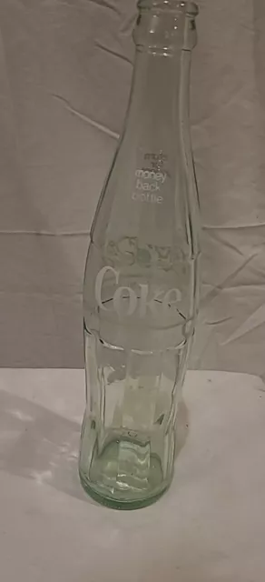 Vintage 16 oz. Green Glass White Letters Coke Bottle -Erie, PA - 11" Tall