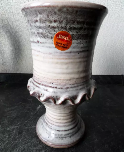 Sehr schöne Form alte JASBA KERAMIK VASE mit Laufglasur 20 cm H Beige/braun/grau