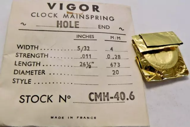 VIGOR - CLOCK MAINSPRING HOLE. STOCK # CMH-40.6. Sku # L 222-14