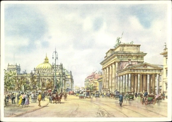 Künstler Ak Tritt, W., Berlin Mitte, Brandenburger Tor, Passanten,... - 3115976