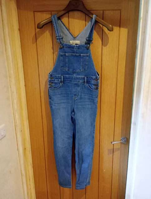 White Stuff Dungaree Size 34 Reg 6R Blue Denim Jeans Straight Leg