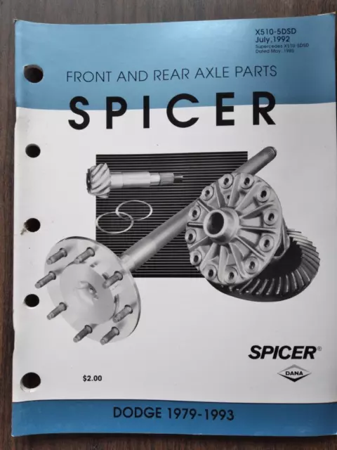 New Dana Spicer Illustrated Parts List Dodge 1979-1993 Front/Rear Axle