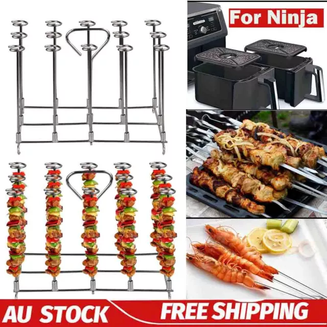 Air Fryer Skewer Stand Stainless Steel Skewer Grill Dehydration Steamer  Roasting Rack For Ninja 6Qt 8Qt Airfryer BBQ Accessories